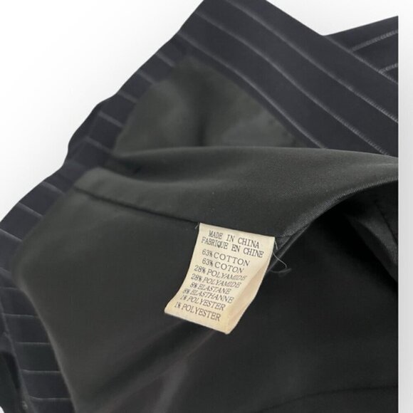 THEORY Navy white Pinstripe double breasted blazer Suit Jacket cotton slim sz 2 - Picture 5 of 6